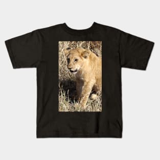 Lion Cub Sitting, Maasai Mara, Kenya Kids T-Shirt